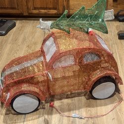 Lighted Volkswagen with Christmas Tree Yard Decor