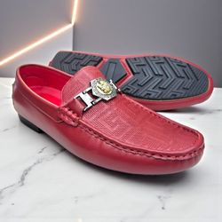 Men Red Loafers
