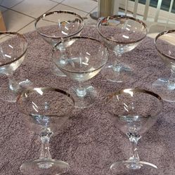 Vintage Fostoria Wedding Ring Platinum Trim Crystal Champagne or Sherbet QTY 6