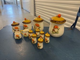 Vintage Mushroom Ceramic Kitchen Canister Set