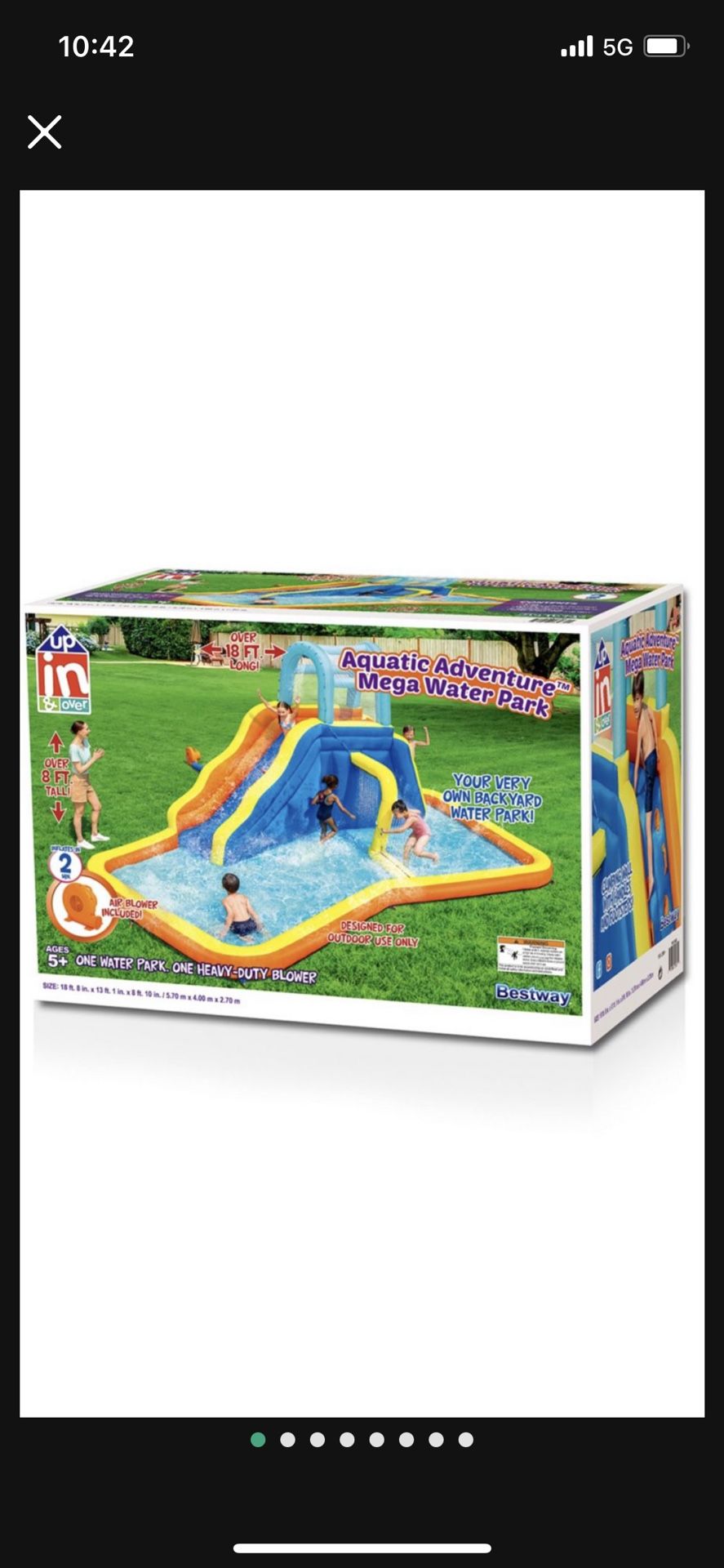 New In Box New in box The Aquatic Adventure™ Mega Water Park is the ideal backyard play experience. This y water park features a safe and sturdy water