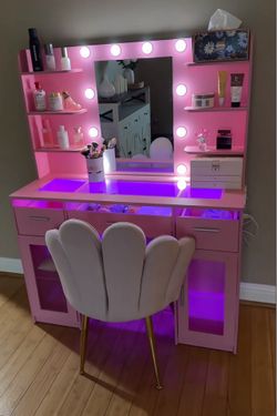 Vanity Desk with Mirror and Lights, Makeup Vanity Desk with Lights