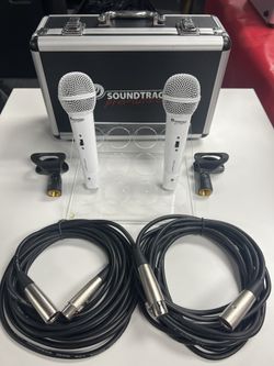 BRAND NEW. Microphones Set.Cables(20 feet) and Holders included.Great for church,singers and Karaokes