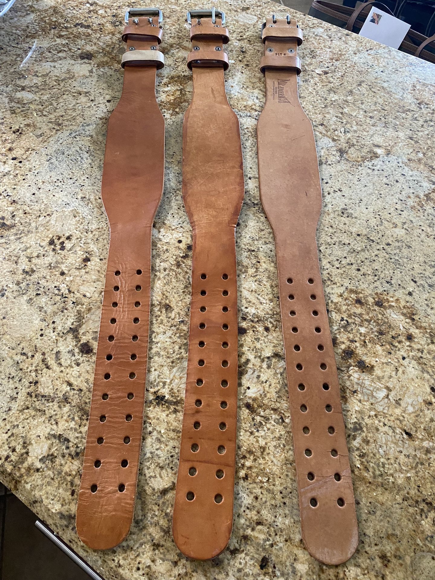3 Weight Lifting Leather Belts