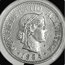 1964 B Switzerland 10 Rappan Coin