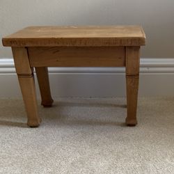 Rare European Antique Pine Stool 10”H X14”W X9 3/4”L
