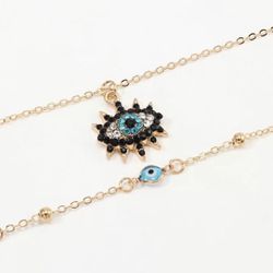 18k Gold Plated Micro Zircon Pendant Evil Eye Protection Necklace