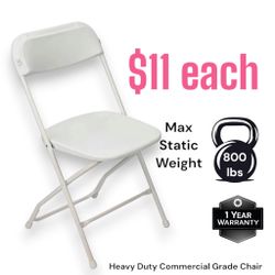 Brand New White Plastic Folding Chairs 800 lbs Capacity 