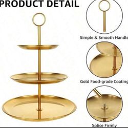 3-Tier Stainless Steel Fruit & Dessert Display Stand - Elegant Round Serving Tray For Home Kitchen Bakery Hotel Banquet Food Presentation Durable Meta