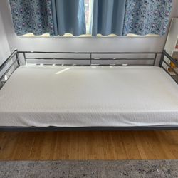 IKEA Twin Metal Frame Bed With Clean IKEA Foam Mattress