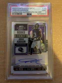 2023 Contenders Optic Jordan Addison Variation Autograph Silver Rc PSA 9
