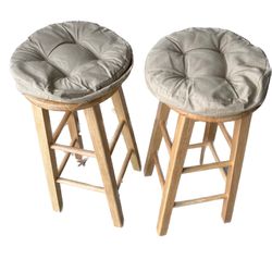 Wooden Stools With Removable Cushion (2)