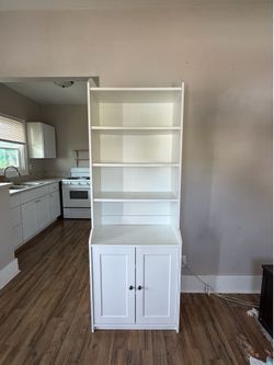 Moving Sale! White Cabinet and Bookshelf