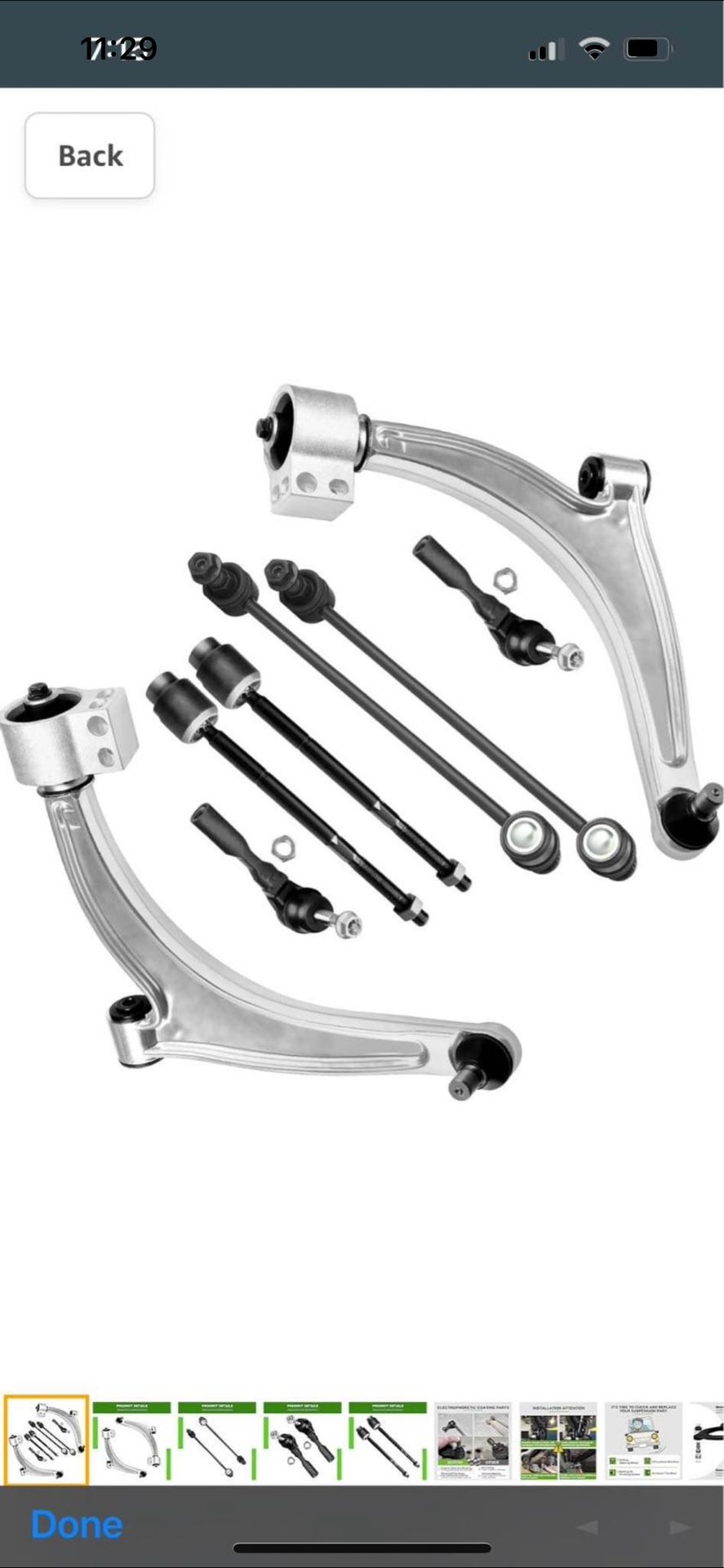 Front Suspension Kit Lower Control Arms Stabilizer Sway Bar Links Outer Inner Tie Rod Ends Fit 2004-2012 For Chevy For Malibu 2005-2010 Fo