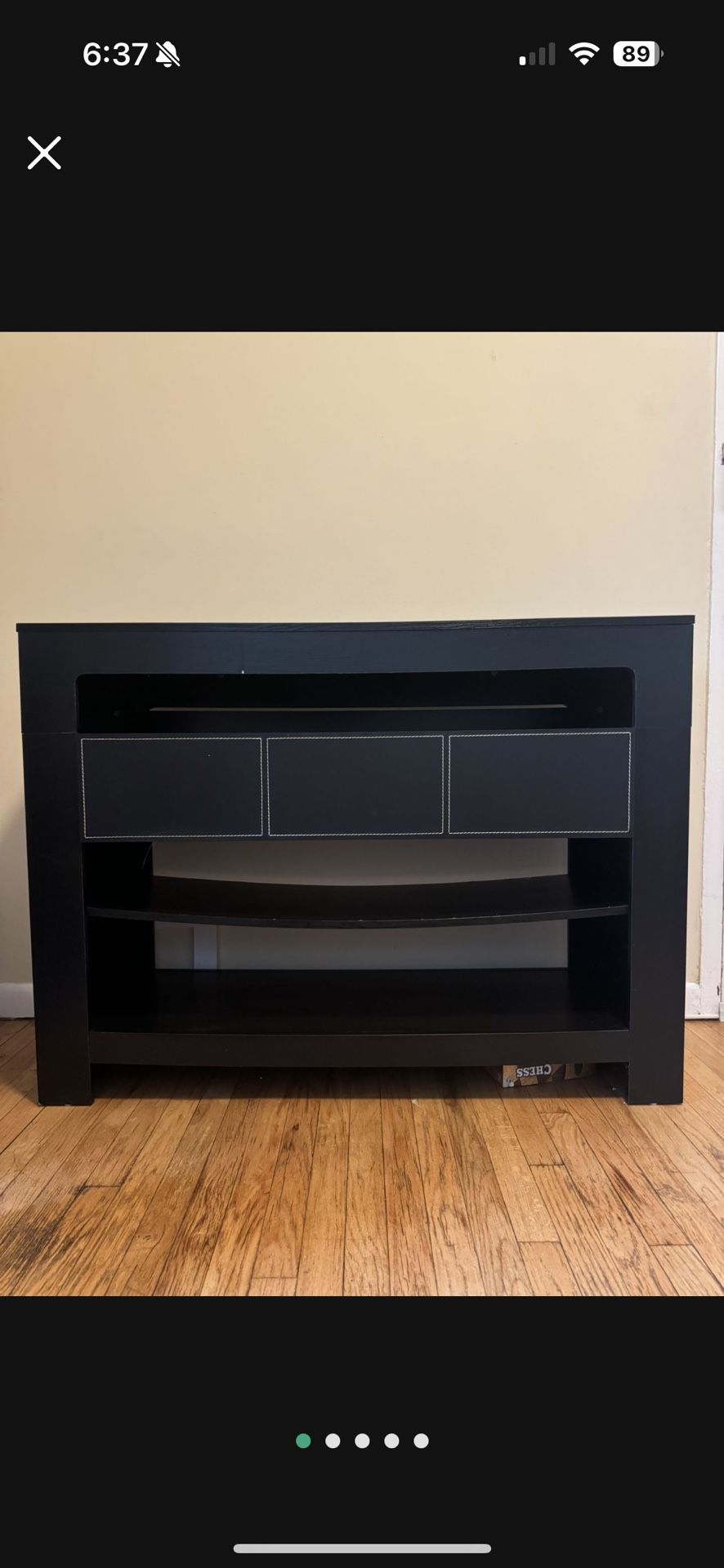 Tv / Console Table Wood with Drawer Black