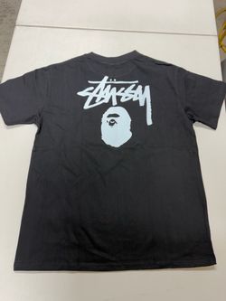 STUSSY/BAPE COLLAB MENS T-SHIRT SIZE MEDIUM BLACK COLOR