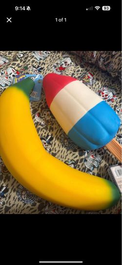 Banana and rocket pop squishy (only selling as bundle)