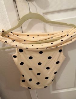 Princess Polly Aneira Off The Shoulder Cream Polka Dot Top