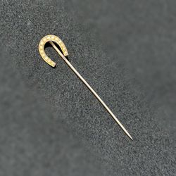 Vintage Jewelry 10k rose gold pearl 0.20CTW horseshoe stick pin