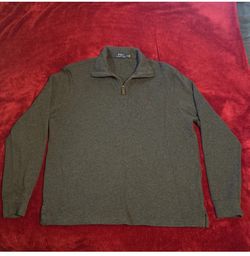 Polo Ralph Lauren Sweater Mens Large Gray Small Pony Quarter Zip Pullover Prep