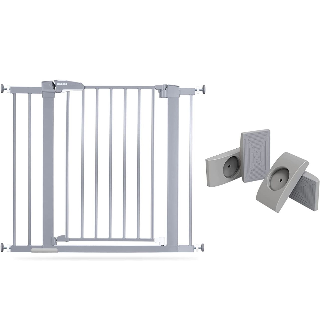 Babelio Metal 26-40“ Baby Gate Pet Gate with Wall Protectors, Safety Gate for Child and Pets, Pressure Mounted Gate with Door for Stair and Doorway Ne