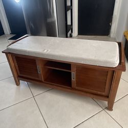 Solid Wood Storage Bench w/ Cushion