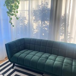 Beautiful Deep Green Velvet Sofa 