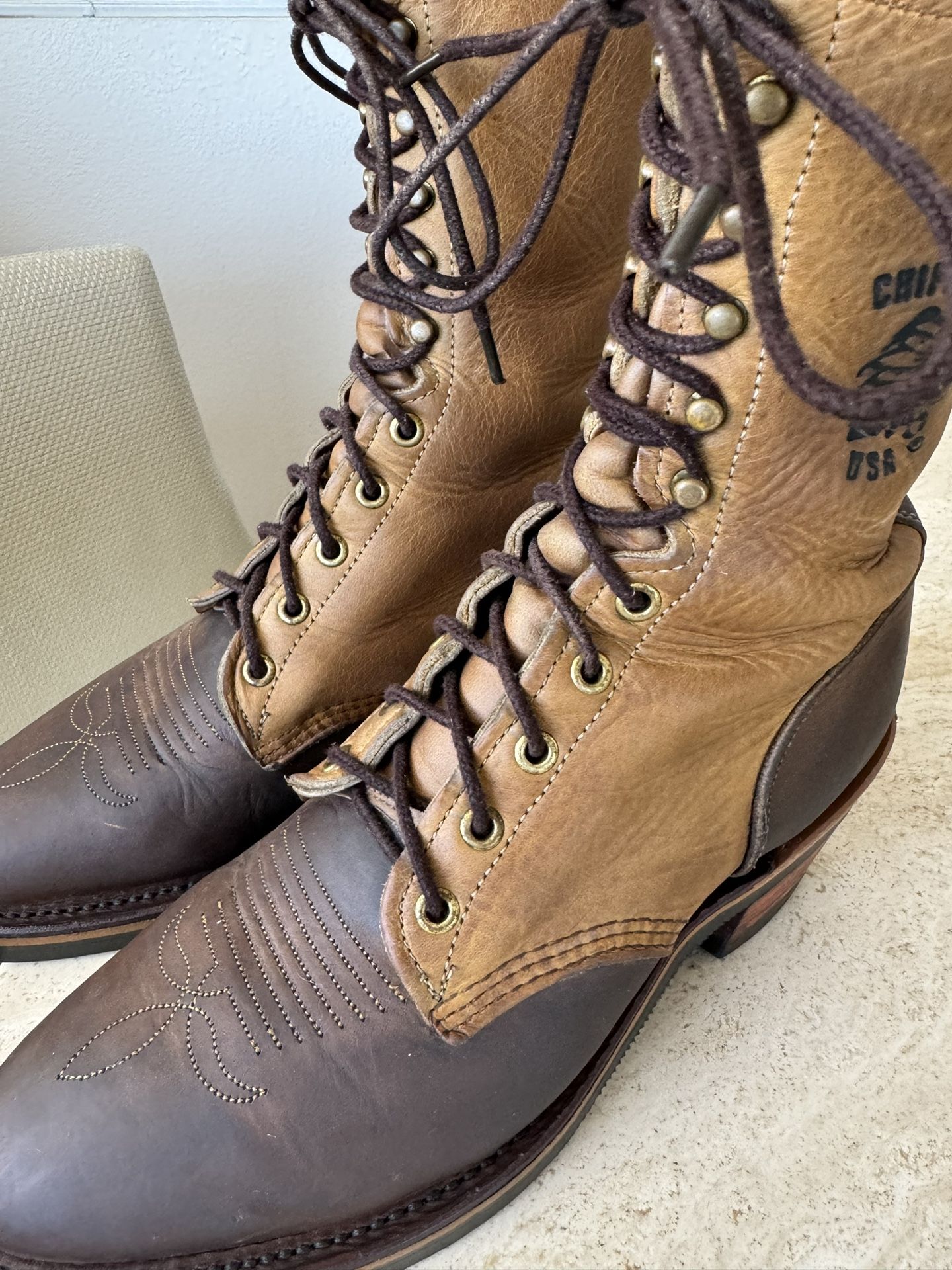 Chippewa Bay Golden Crazy Horse 29405 Packer Boots USA Made Mens‎ Size 8 M Chippewa Golden Crazy Horse #29405 Packer Logger Boots  main image 2