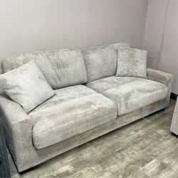 WARM GRAY COZY VELVET & CORDUROY SOFA & LOVESEAT $775! YOU DON’T PAY UNTIL WE 
