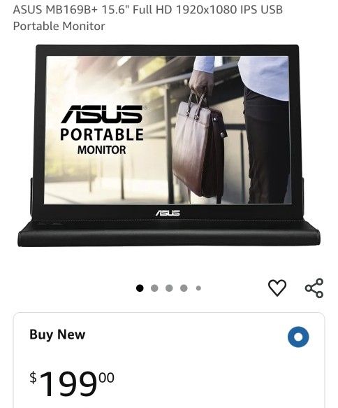 ASUS MB169B+ 15.6" Full HD 1920x1080 IPS USB Portable Monitor