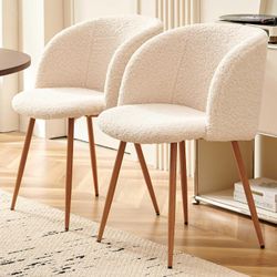 Modern Mid-Century Dinining Chair Upholstered Set of 2,Trendy Accent Chair Ergonomic Design