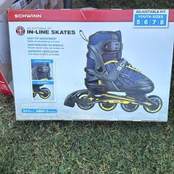 Schwin Roller Skates, Blue, Adjustable Size 5-8 Youth
