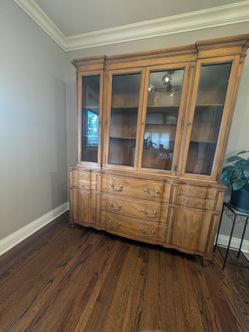 French Provincial China Cabinet Hutch Buffet