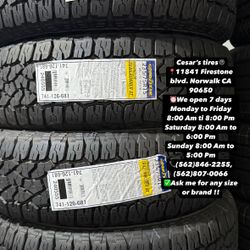 235/75R15 GOODYEAR TRAILRUNER AT A SET OF FOUR NEW TIRES, INCLUDES MOUNTING AND BALANCING WITH WARRANTY, ASK  ME FOR ANY SIZE OR BRAND, WE HAVE THE BE