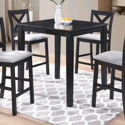 High Dining Set 5pcs Color Black 