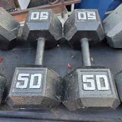 2-50lb Hex Dumbbells 