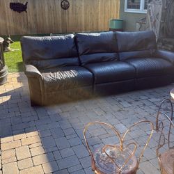 Lazy Boy Leather 3 Recliner Sectional Couch 