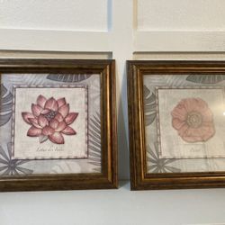 Very Nicely  Bronze Metallic Framed Flower Pics.