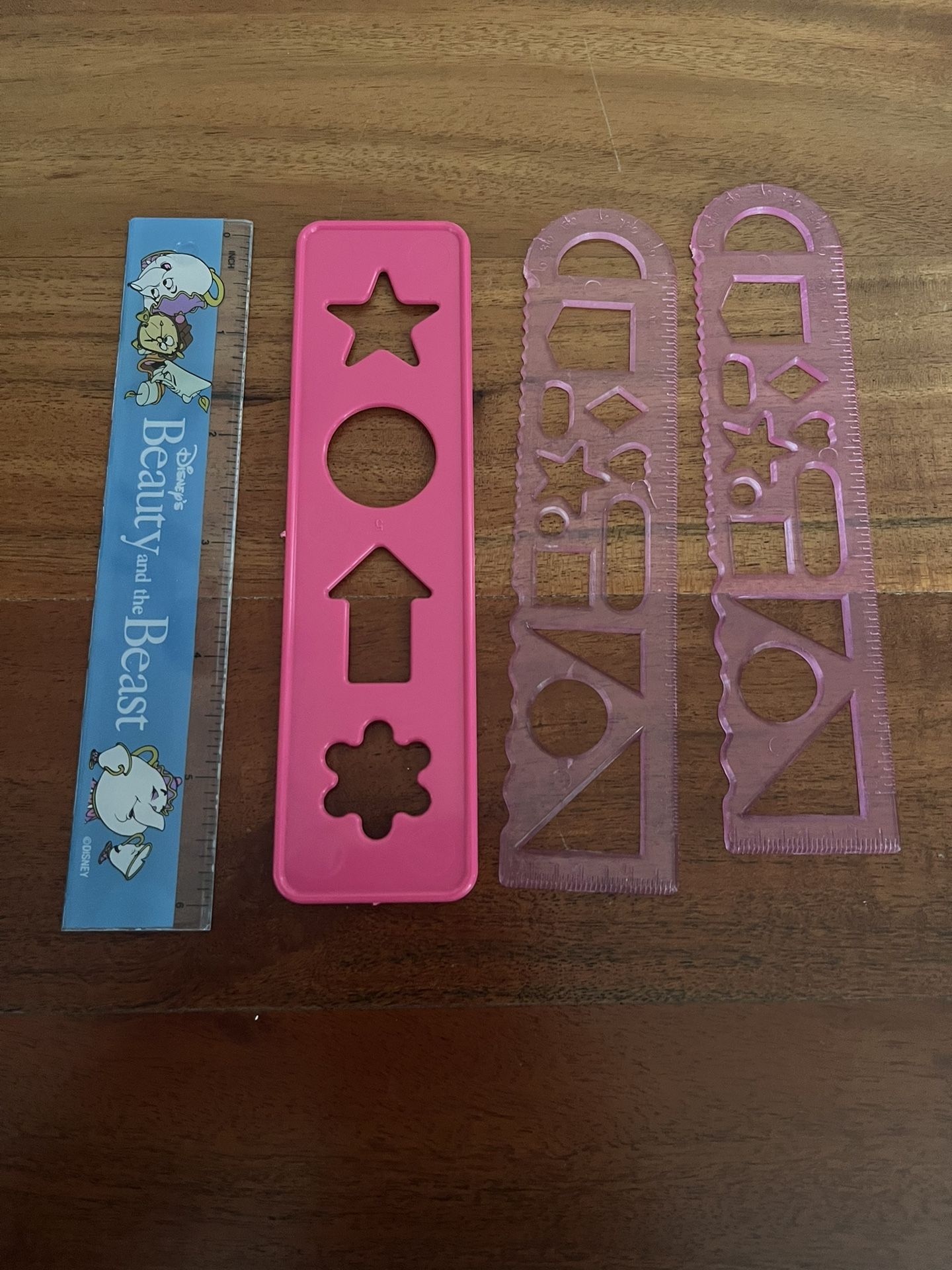 vintage rulers lot includes disney beauty and the beast 6” ruler