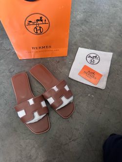 Hermes brown leather sandals
