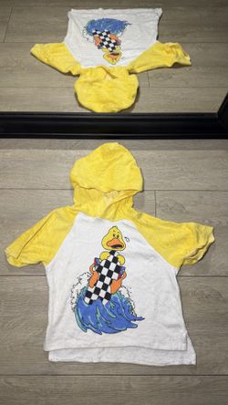 Vintage 1980s Toddlers Surfing Duck French Terry Hoodie