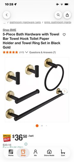 BWE 5-Piece Bath Hardware Set Black Gold