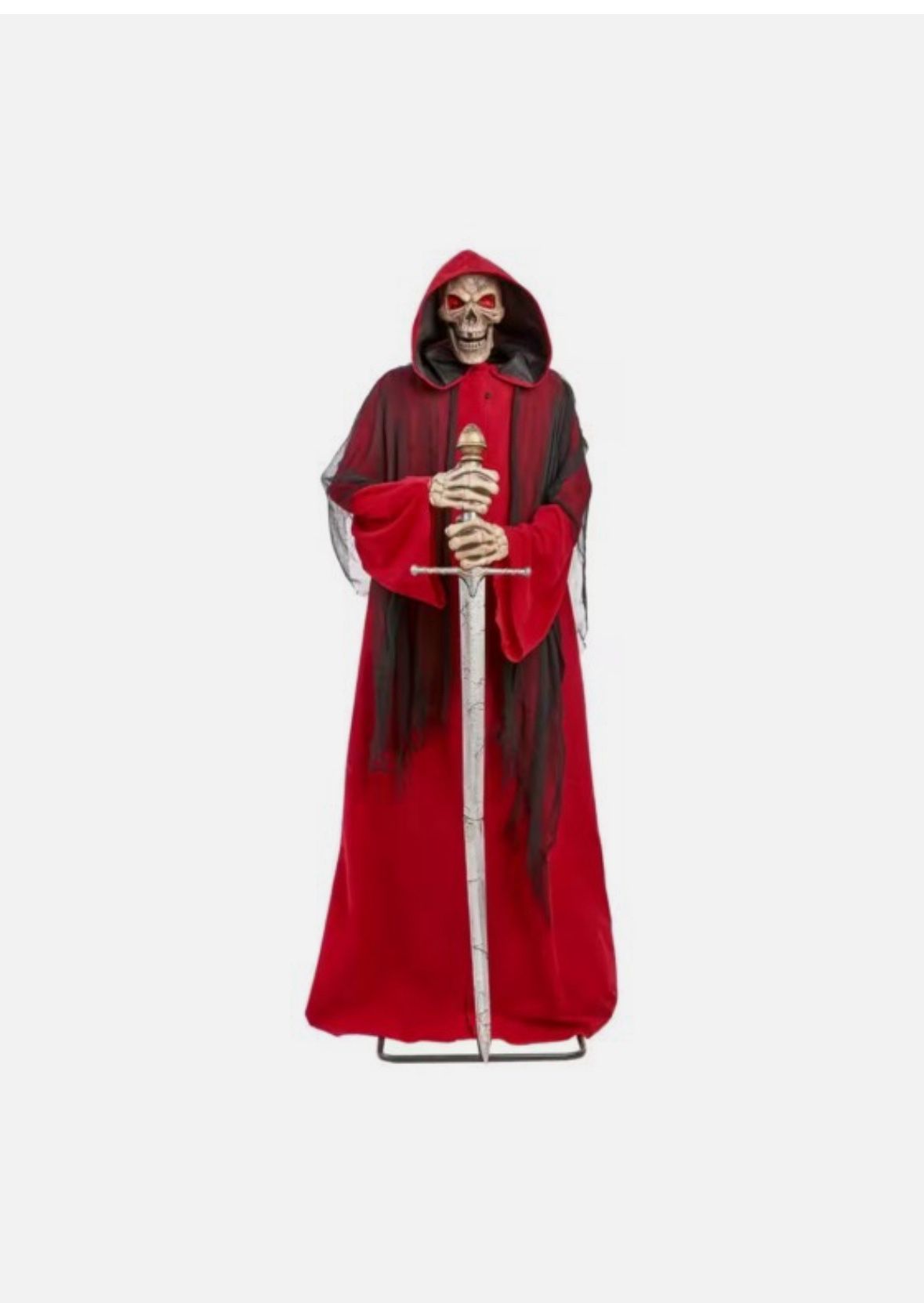 LED Animated Reaper Red Caper Sword 6 ft Halloween Decoration