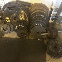 Tons Of Weights And IMPEX Power House 1900 Weight Bench with Preacher Curls