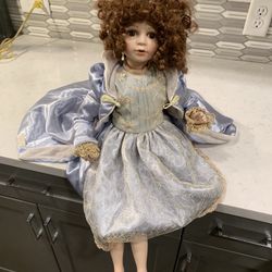 Wayne M Kleski Signed Sitting Girl Porcelain Doll 20”