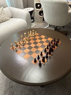 Chess Coffee Table with Chess Pieces