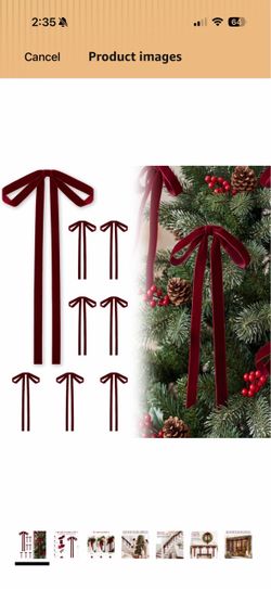 Brand new 8 Pcs Velvet Christmas Tree Bow, Ornament Vintage, Burgundy 23.6 x 15.7 Inch, Oversized Ribbon Accent, Ideal for Swag, Staircase, Wreath, Tr