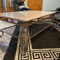 Marble And Iron Coffee Table