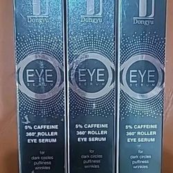 3 Dongyu 5% Caffeine Eye Serum and Under Eye Roller Cream for Dark Circles & Eye