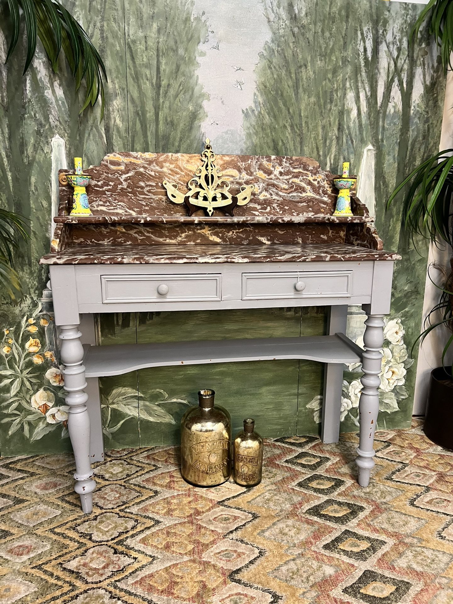 Antique Marble Sideboard Table (Delivery Available)
